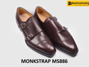 [Size 38] Giày da nam màu nâu 2 khóa Monkstrap MS886 005