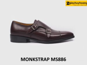 [Size 38] Giày da nam màu nâu 2 khóa Monkstrap MS886 001
