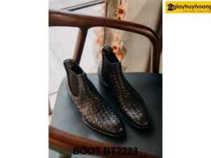 Giày da nam cổ cao da đan xen Chelsea Boot BT2223 003