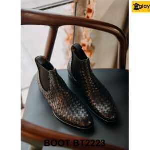 Giày da nam cổ cao da đan xen Chelsea Boot BT2223 003