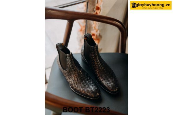 Giày da nam cổ cao da đan xen Chelsea Boot BT2223 003