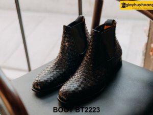 Giày da nam cổ cao da đan xen Chelsea Boot BT2223 001