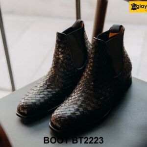 Giày da nam cổ cao da đan xen Chelsea Boot BT2223 001