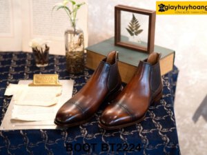 Giày da nam cao cổ màu patina bò Chelsea Boot BT2224 001