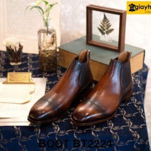 Giày da nam cao cổ màu patina bò Chelsea Boot BT2224 001