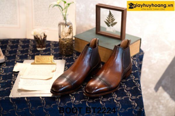 Giày da nam cao cổ màu patina bò Chelsea Boot BT2224 001