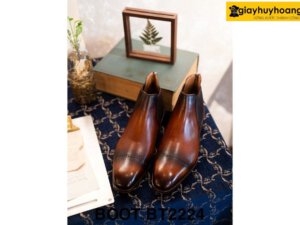 Giày da nam cao cổ màu patina bò Chelsea Boot BT2224 005