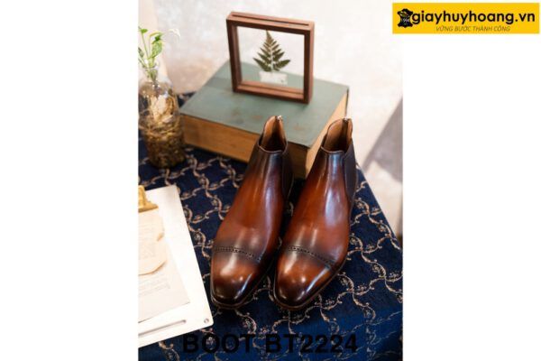 Giày da nam cao cổ màu patina bò Chelsea Boot BT2224 005