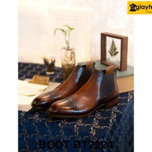 Giày da nam cao cổ màu patina bò Chelsea Boot BT2224 004