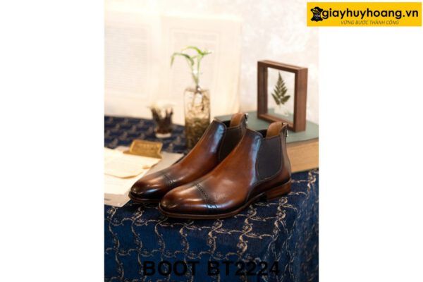 Giày da nam cao cổ màu patina bò Chelsea Boot BT2224 004