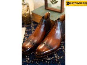 Giày da nam cao cổ màu patina bò Chelsea Boot BT2224 003