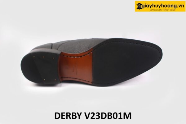 [size 41] Giày tây nam đen da vân hạt cao cấp Derby V23DB01M 006