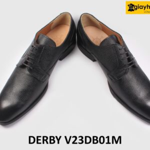 [size 41] Giày tây nam đen da vân hạt cao cấp Derby V23DB01M 005