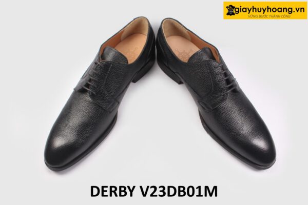 [size 41] Giày tây nam đen da vân hạt cao cấp Derby V23DB01M 005