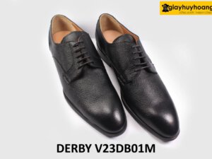 [size 41] Giày tây nam đen da vân hạt cao cấp Derby V23DB01M 004