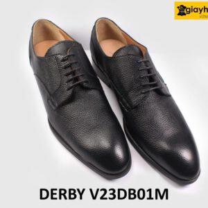 [size 41] Giày tây nam đen da vân hạt cao cấp Derby V23DB01M 004