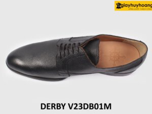 [size 41] Giày tây nam đen da vân hạt cao cấp Derby V23DB01M 003