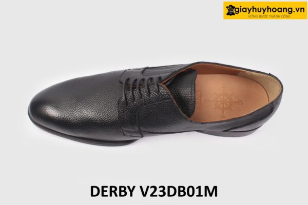 [size 41] Giày tây nam đen da vân hạt cao cấp Derby V23DB01M 003