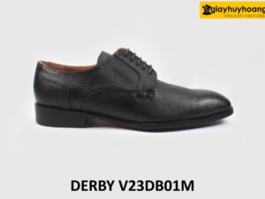 [size 41] Giày tây nam đen da vân hạt cao cấp Derby V23DB01M 001