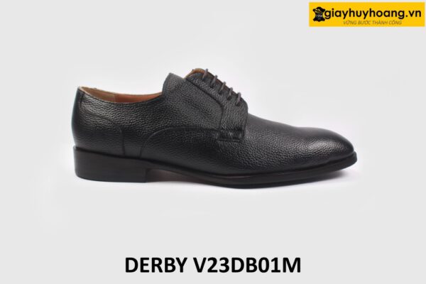 [size 41] Giày tây nam đen da vân hạt cao cấp Derby V23DB01M 001