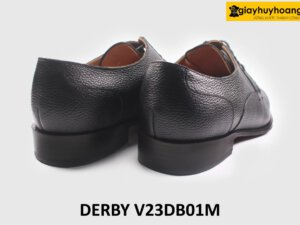 [size 41] Giày tây nam đen da vân hạt cao cấp Derby V23DB01M 002
