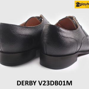 [size 41] Giày tây nam đen da vân hạt cao cấp Derby V23DB01M 002