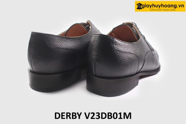 [size 41] Giày tây nam đen da vân hạt cao cấp Derby V23DB01M 002