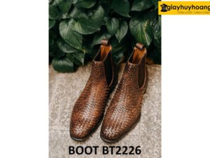 Giày da nam cổ cao da đan xen Chelsea Boot BT2226 001