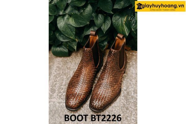 Giày da nam cổ cao da đan xen Chelsea Boot BT2226 001