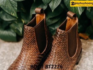 Giày da nam cổ cao da đan xen Chelsea Boot BT2226 006