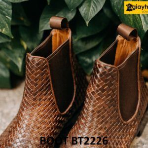 Giày da nam cổ cao da đan xen Chelsea Boot BT2226 006