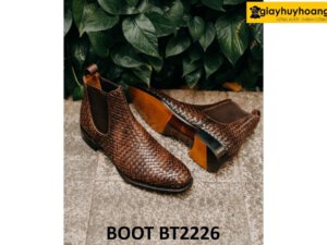 Giày da nam cổ cao da đan xen Chelsea Boot BT2226 005