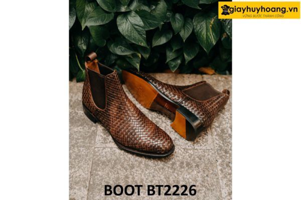 Giày da nam cổ cao da đan xen Chelsea Boot BT2226 005