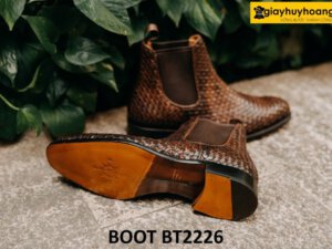 Giày da nam cổ cao da đan xen Chelsea Boot BT2226 004