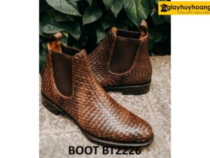 Giày da nam cổ cao da đan xen Chelsea Boot BT2226 003