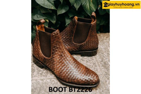 Giày da nam cổ cao da đan xen Chelsea Boot BT2226 003