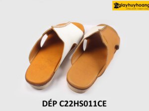 [Size 41] Dép da nam phối da 2 màu cam trắng Loafer C2HS011 003