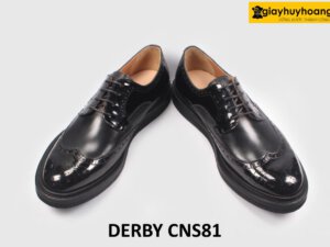 Giày da nam da đen bóng buộc dây Derby CNS81 004