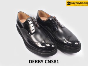Giày da nam da đen bóng buộc dây Derby CNS81 003