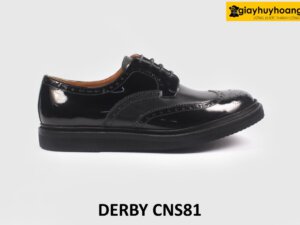 Giày da nam da đen bóng buộc dây Derby CNS81 001