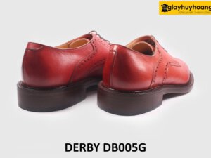 [Size 41] Giày da nam đỏ đô mũi tròn cao cấp Derby DB005G 003