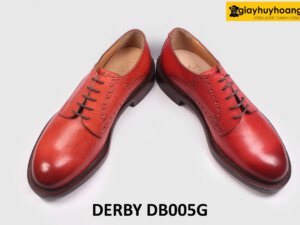 [Size 41] Giày da nam đỏ đô mũi tròn cao cấp Derby DB005G 004
