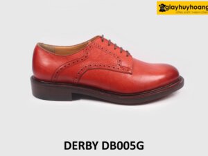[Size 41] Giày da nam đỏ đô mũi tròn cao cấp Derby DB005G 001