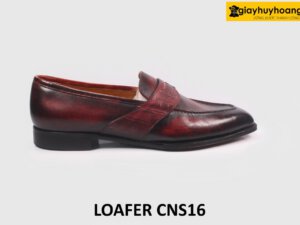 [Size 44] Giày da nam thời trang cao cấp màu đỏ đô Loafer CNS16 001