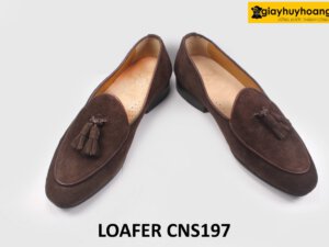 [Size 38] Giày da lộn nam màu nâu cao cấp Loafer CNS197 005
