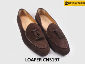 [Size 38] Giày da lộn nam màu nâu cao cấp Loafer CNS197 003