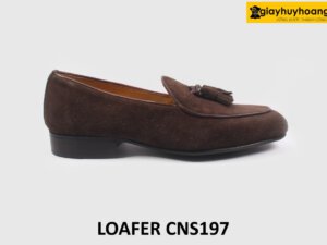 [Size 38] Giày da lộn nam màu nâu cao cấp Loafer CNS197 001