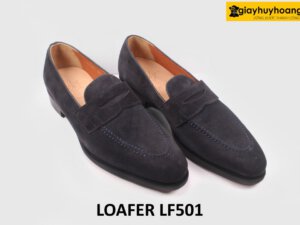 [Outlet] Giày lười nam da lộn xanh navy Penny Loafer LF501 002
