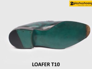 Giày lười nam da màu xanh trơn patina Loafer T10 006