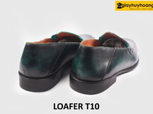 Giày lười nam da màu xanh trơn patina Loafer T10 005